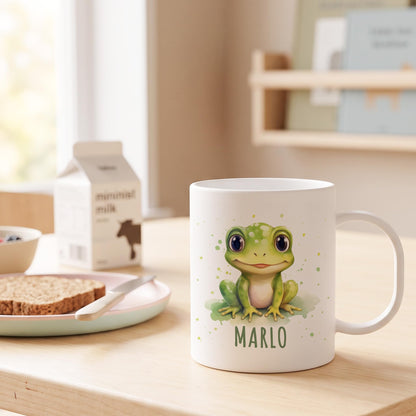 Bruchsichere Kindertasse leichte Kunststoff Tasse mit Henkel für Kindergarten, Frosch