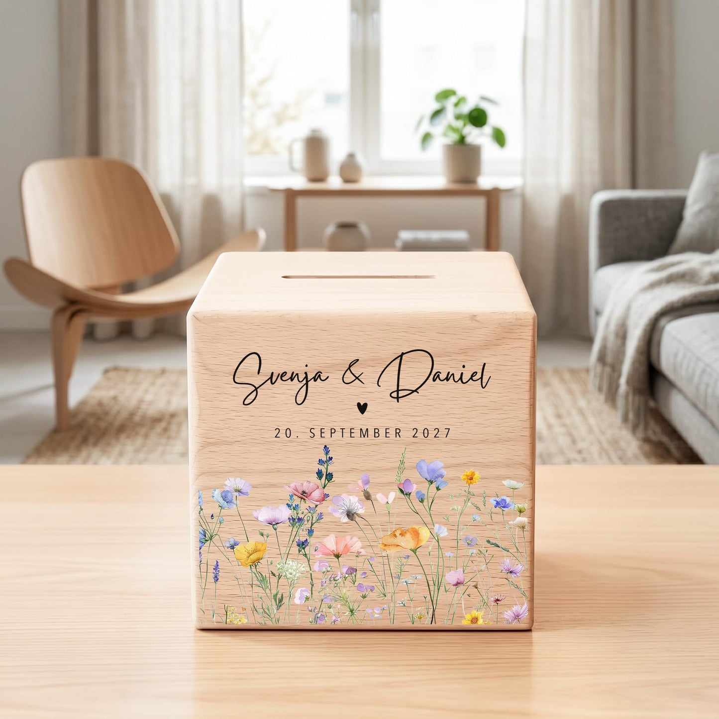Geldgeschenk zur Hochzeit personalisierte Spardose aus Holz Hochzeitsgeschenk für Brautpaar Geld Geschenk