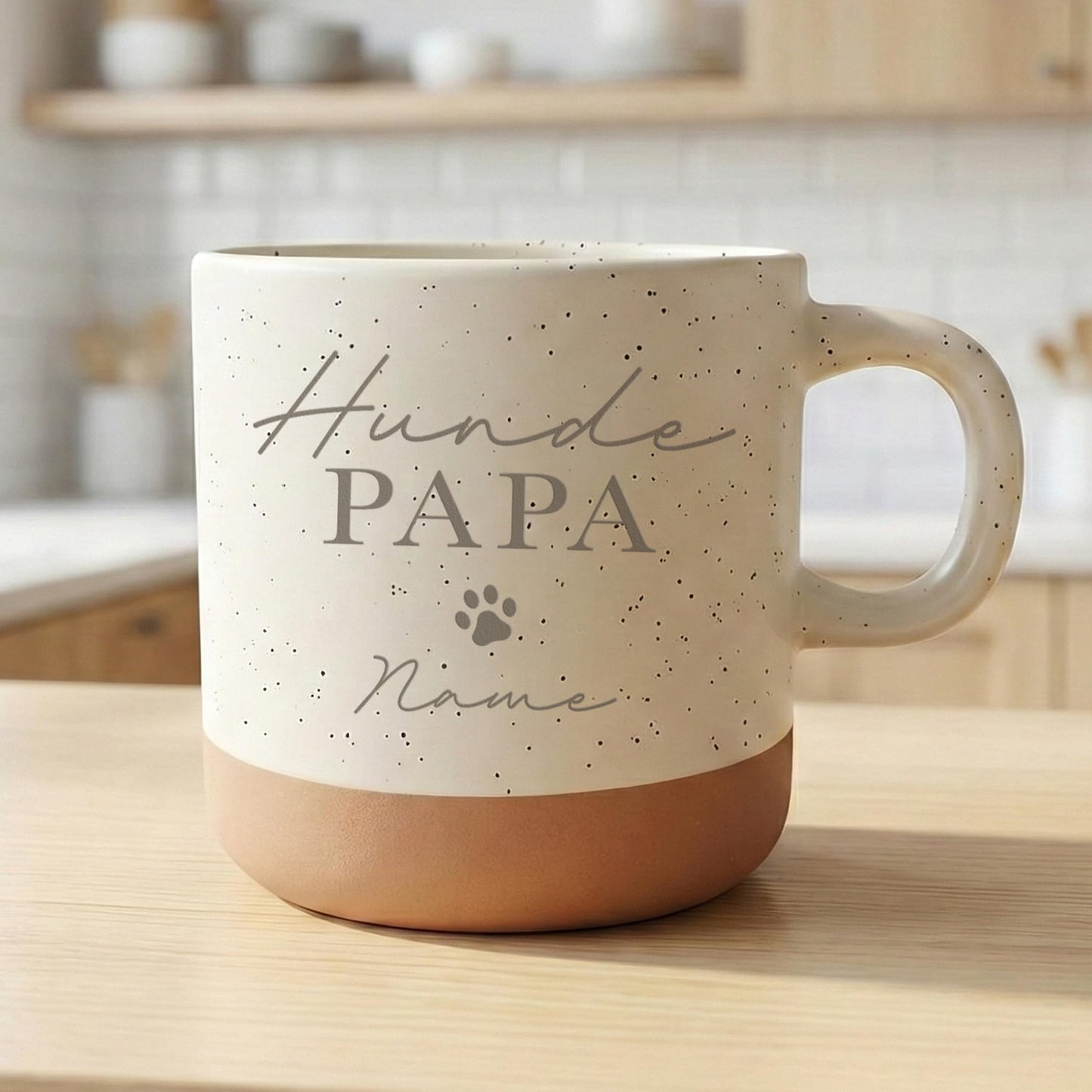 Hundepapa Tasse Steingut Hund personalisiertes Geschenk für Hundebesitzer Hundemotiv Hundeliebhaber Hunde Papa Kaffeetasse mit Gravur