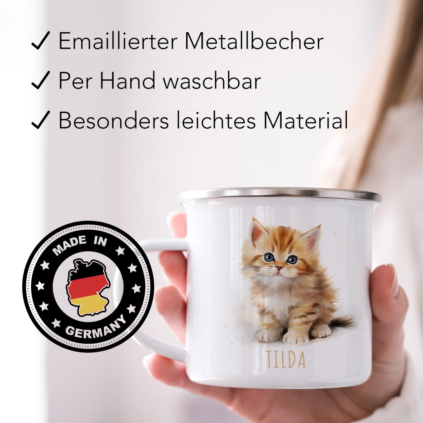 Emaille Tasse Tiere personalisiert