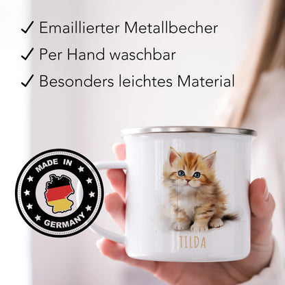 Emaille Tasse Tiere personalisiert