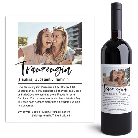 Trauzeugen fragen Flaschenetikett
