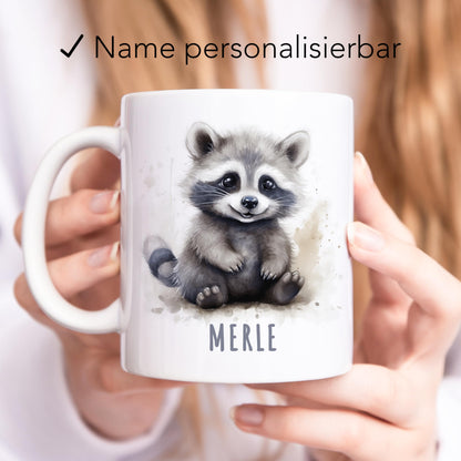 Waschbär Kindertasse Namen Tasse