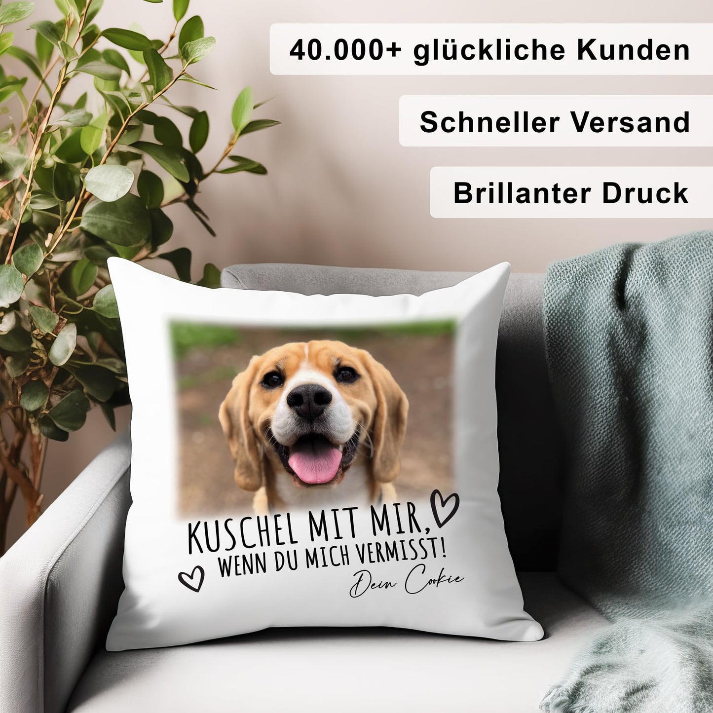 Andenken an verstorbenen Hund Kissen Foto