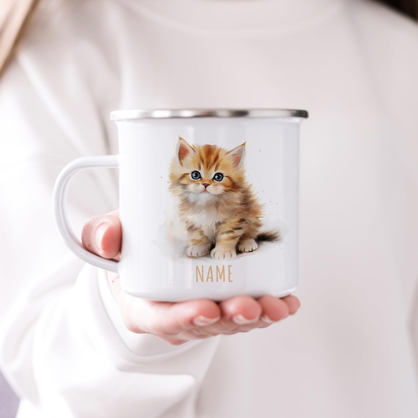 Emaille Tasse Tiere personalisiert