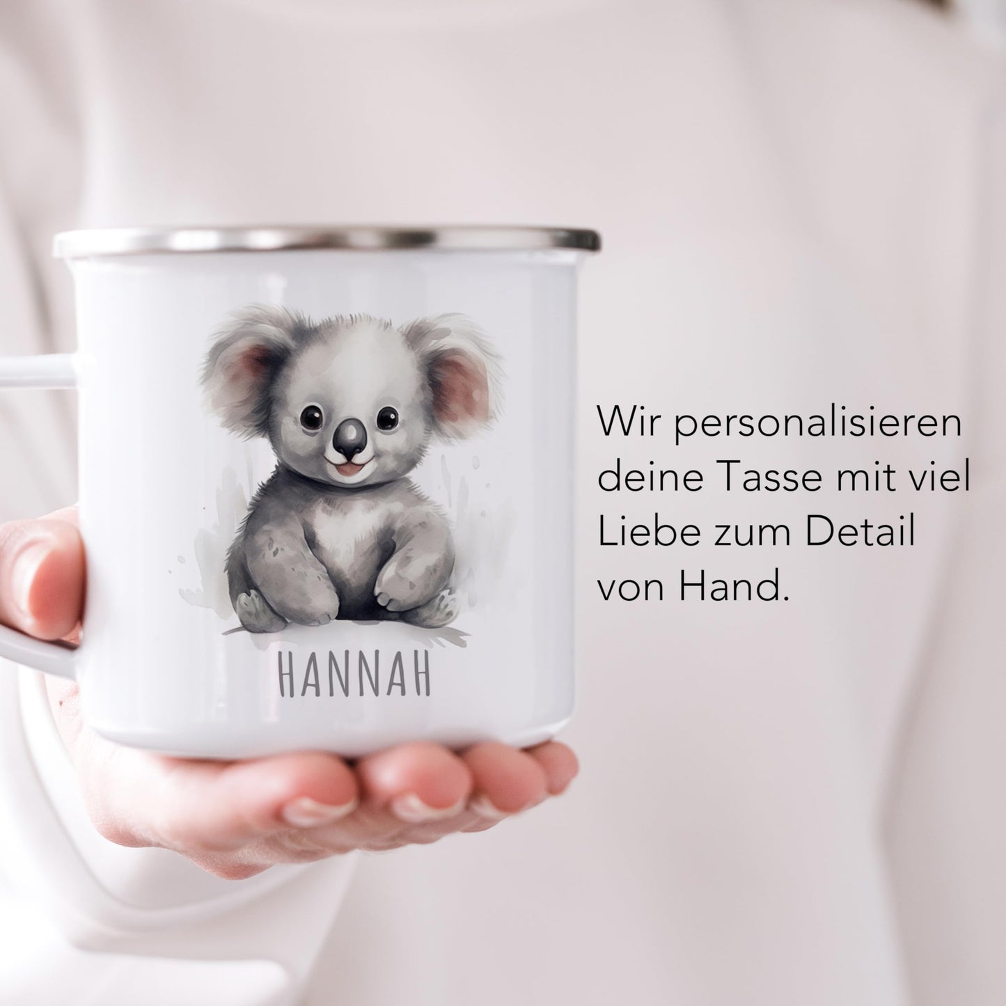 Emaille Tasse Tiere personalisiert