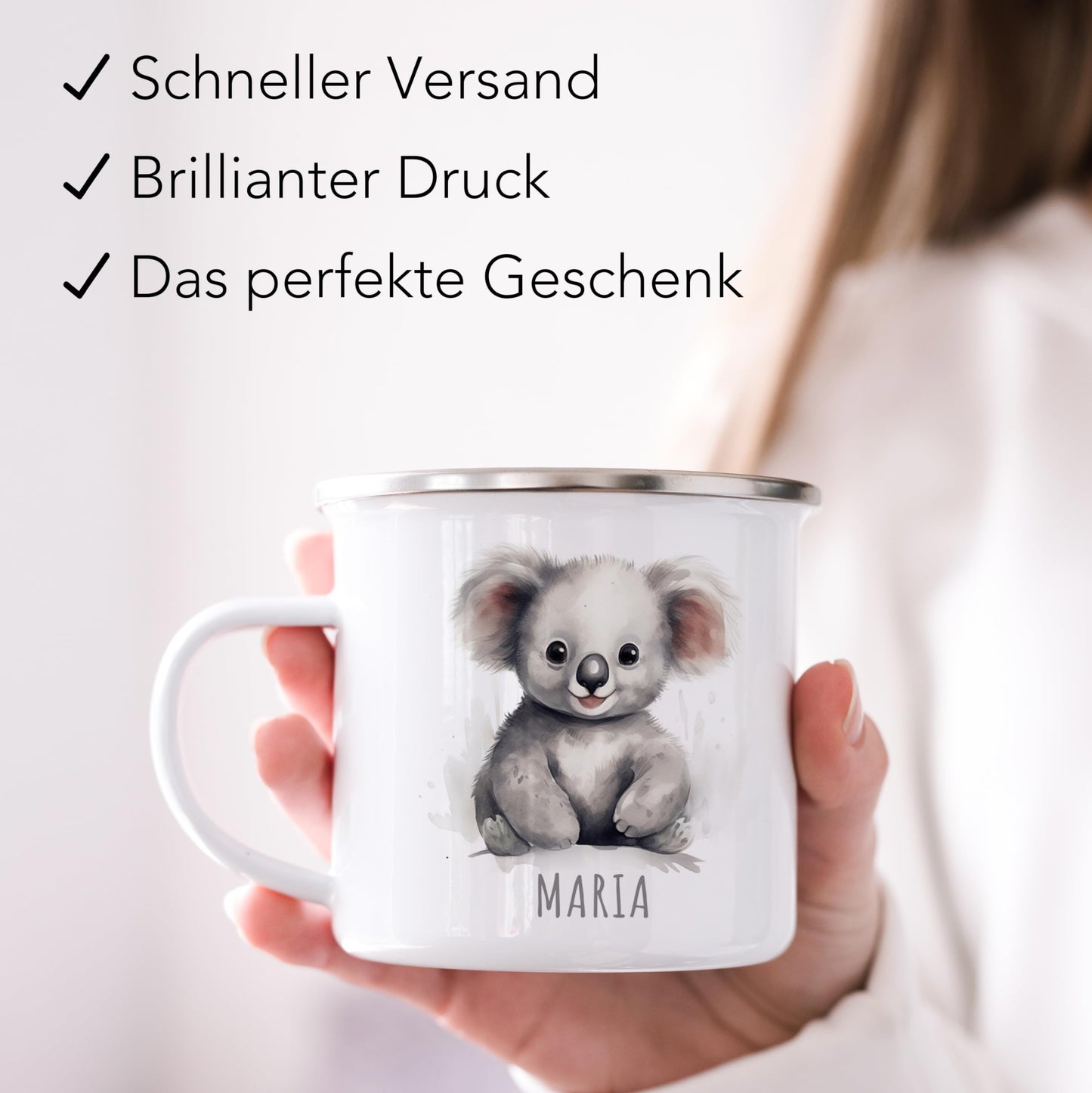 Emaille Tasse Tiere personalisiert