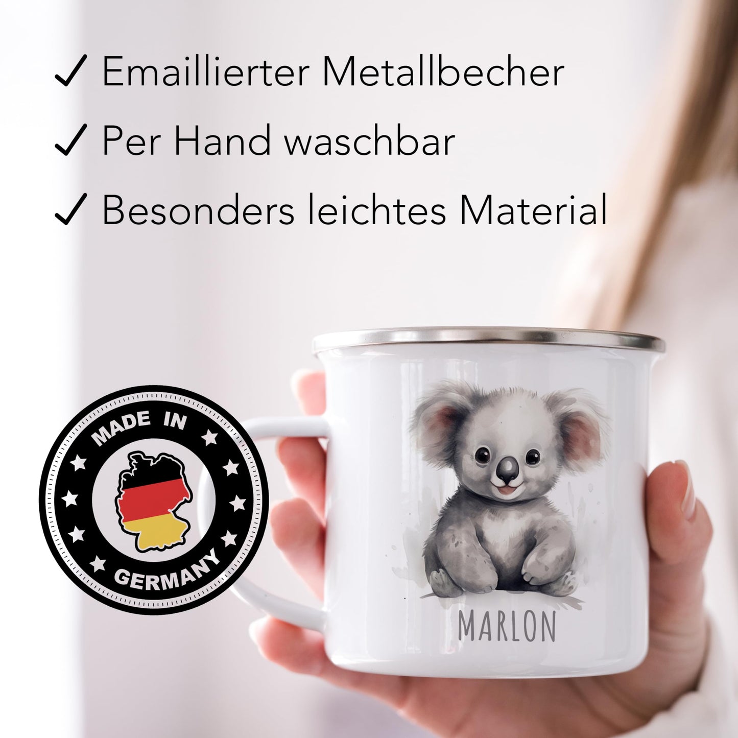 Emaille Tasse Tiere personalisiert