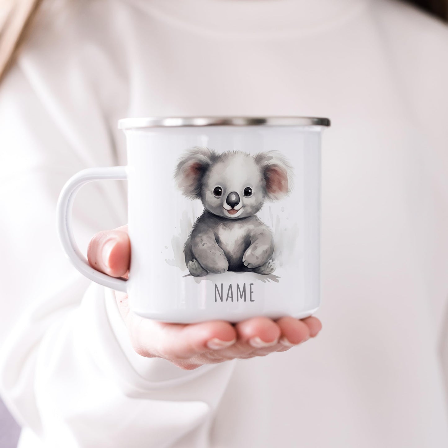 Emaille Tasse Tiere personalisiert