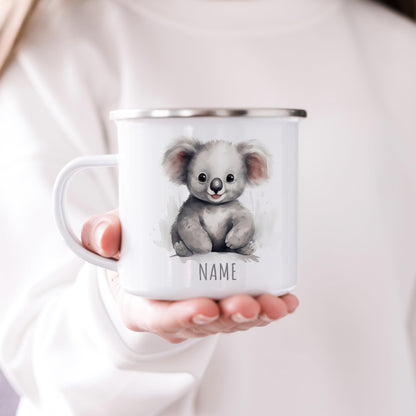 Emaille Tasse Tiere personalisiert