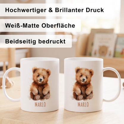 Bruchsichere Kindertasse leichte Kunststoff Tasse mit Henkel für Kindergarten, Bär
