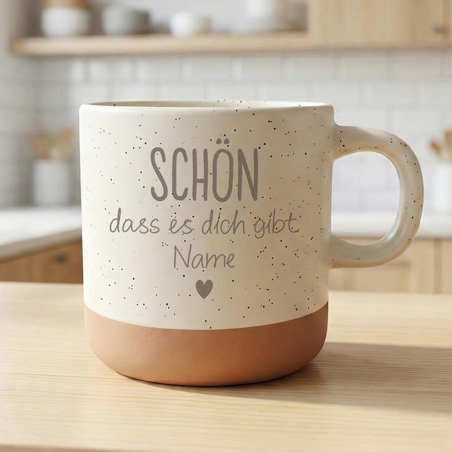 Schön dass es dich gibt Geschenk personalisierte Steingut Tasse mit Gravur & Namen Geschenk für beste Freundin