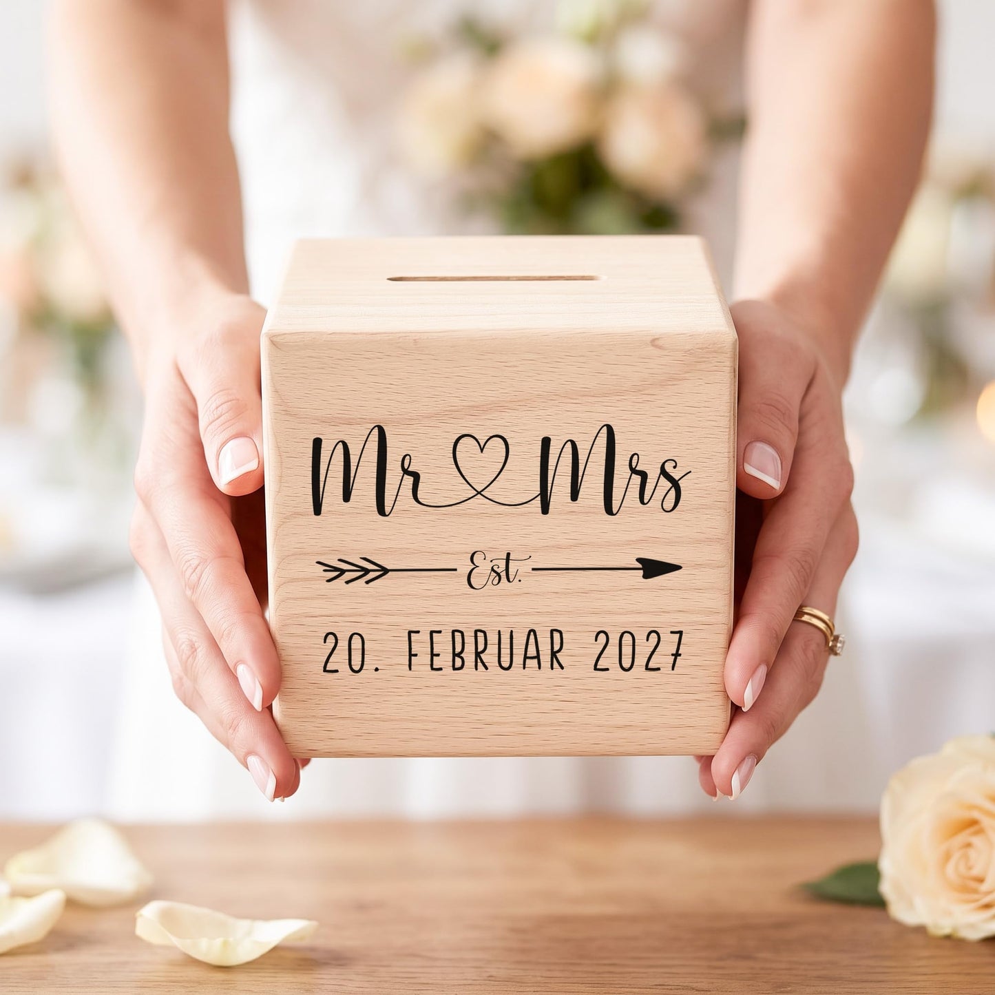 Geldgeschenk zur Hochzeit personalisierte Holz Spardose Hochzeitsgeschenk für Brautpaar
