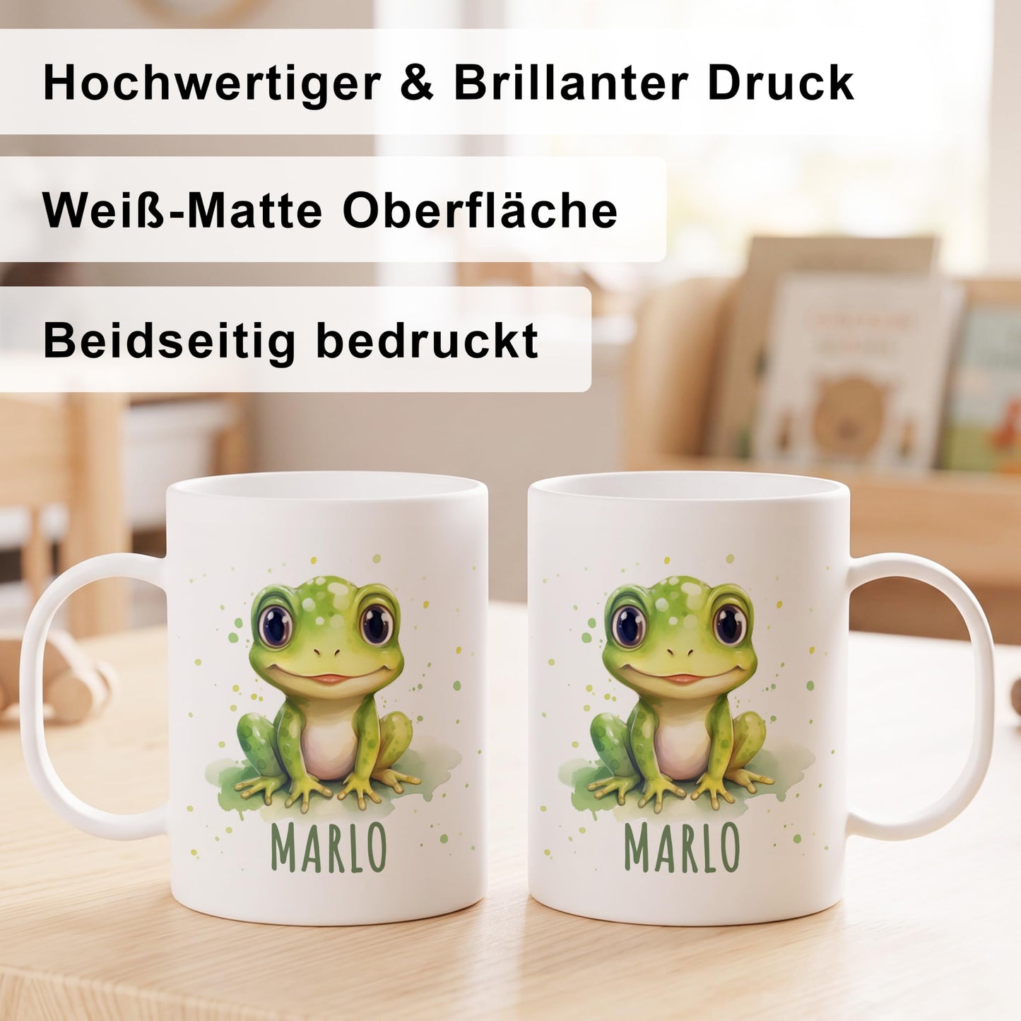 Bruchsichere Kindertasse leichte Kunststoff Tasse mit Henkel für Kindergarten, Frosch