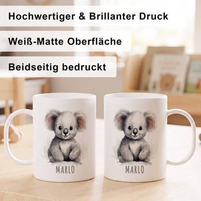 Bruchsichere Kindertasse leichte Kunststoff Tasse mit Henkel für Kindergarten, Koala