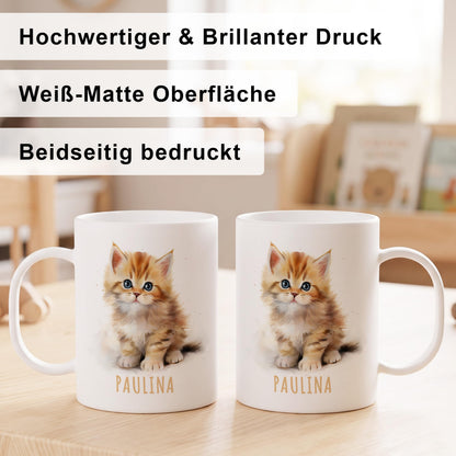 Bruchsichere Kindertasse leichte Kunststoff Tasse mit Henkel für Kindergarten, Katze