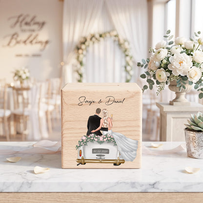 Geldgeschenk zur Hochzeit personalisierte Holz Spardose Hochzeitsgeschenk für Brautpaar als Geld Geschenk