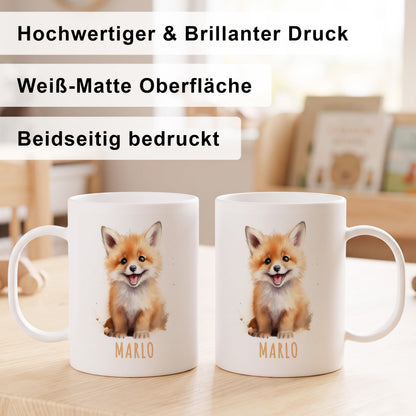 Bruchsichere Kindertasse leichte Kunststoff Tasse mit Henkel für Kindergarten, Fuchs