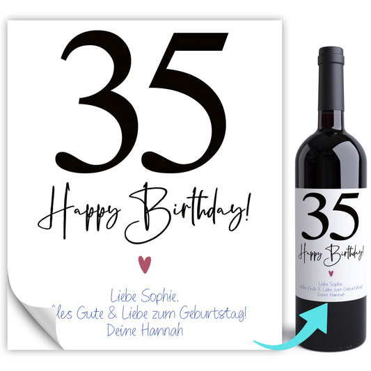 35. Geburtstag Geschenk Weinetiketten  Geburtstagsgeschenk Etiketten (Alter wählbar) | Digitaler Download PDF Datei