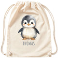 Pinguin Turnbeutel Kinder personalisierter Sportbeutel für den Kindergarten Stoffbeutel mit Kordelzug