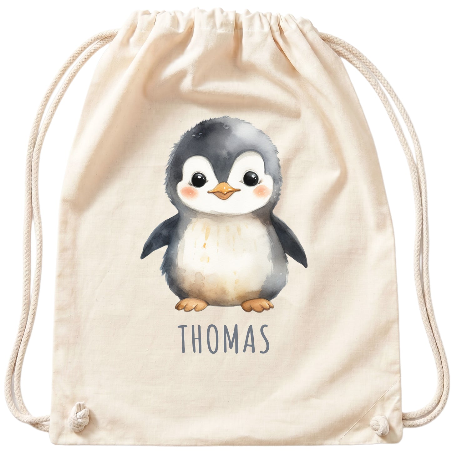 Pinguin Turnbeutel Kinder personalisierter Sportbeutel für den Kindergarten Stoffbeutel mit Kordelzug