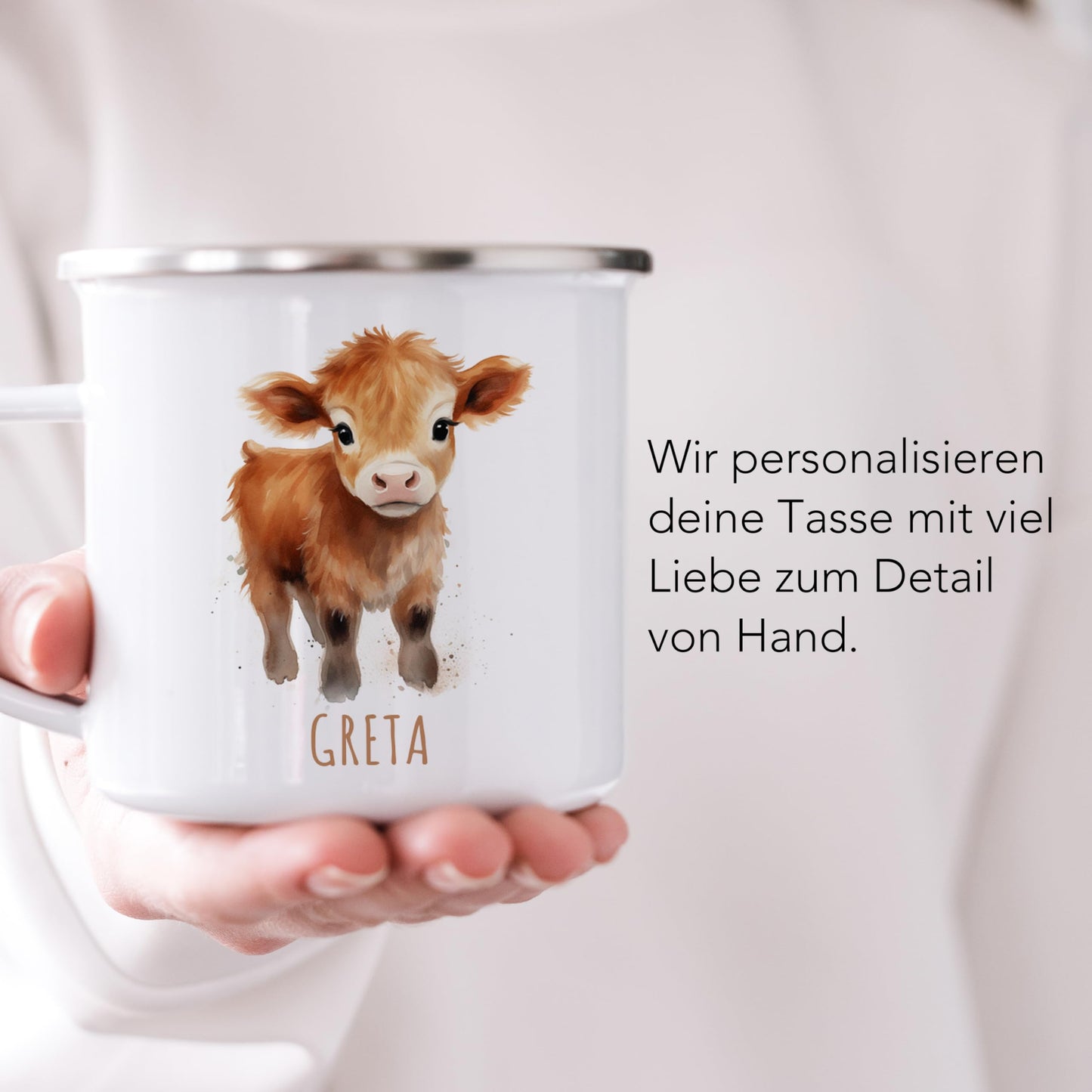 Emaille Tasse Tiere personalisiert