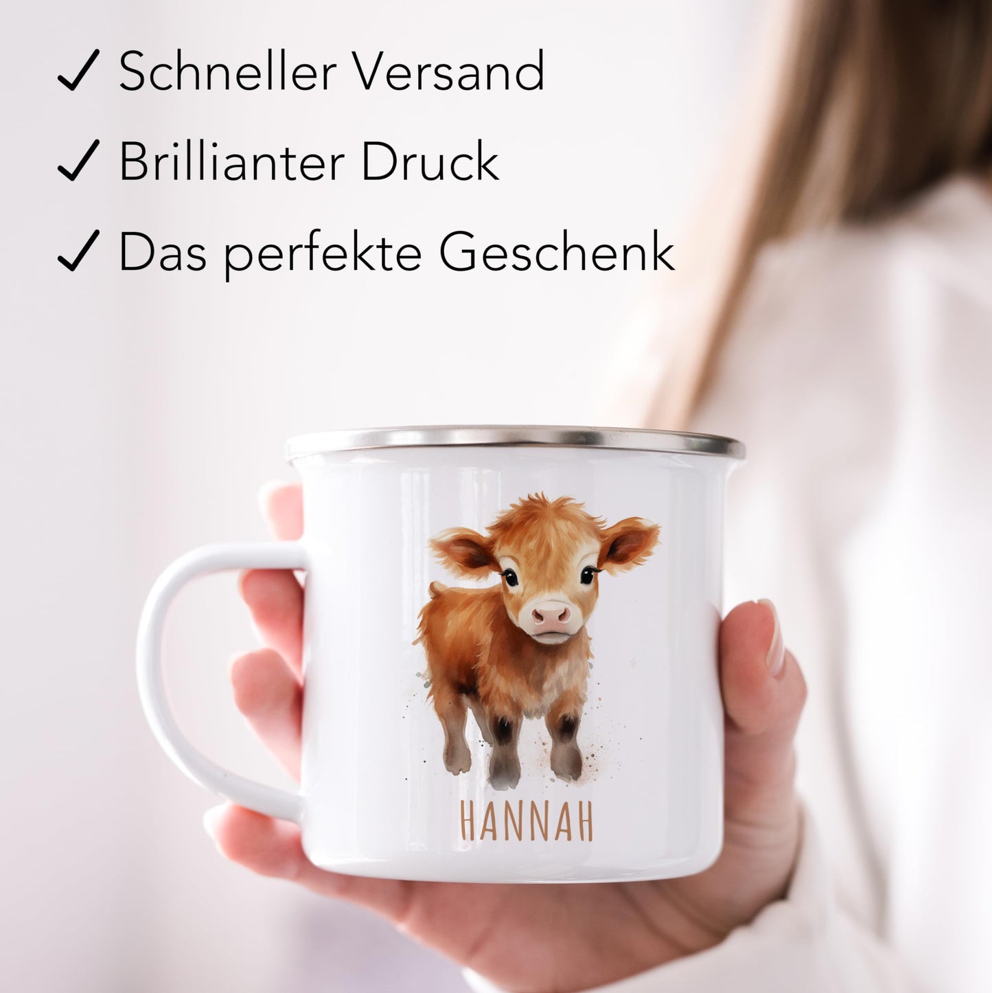 Emaille Tasse Tiere personalisiert