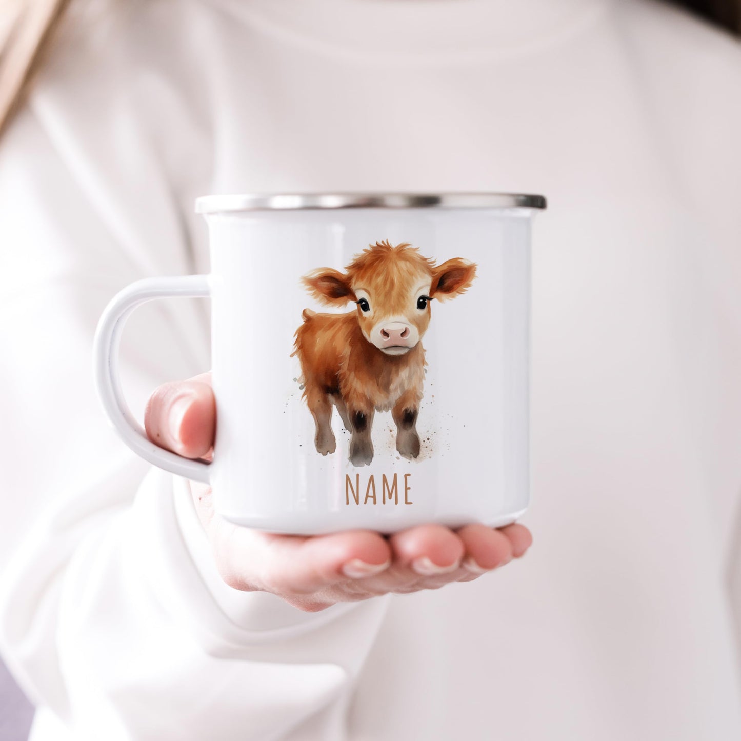 Emaille Tasse Tiere personalisiert