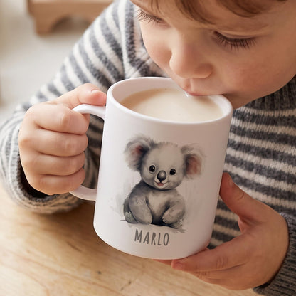 Bruchsichere Kindertasse leichte Kunststoff Tasse mit Henkel für Kindergarten, Koala