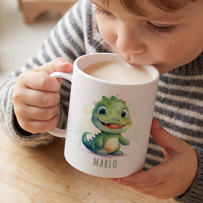 Bruchsichere Kindertasse leichte Kunststoff Tasse mit Henkel für Kindergarten, Dino