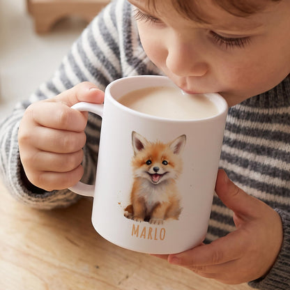 Bruchsichere Kindertasse leichte Kunststoff Tasse mit Henkel für Kindergarten, Fuchs