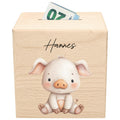 Schwein Spardose für Kinder aus Holz personalisierte Sparbox Holzspardose mit Schlüssel als Geldgeschenk
