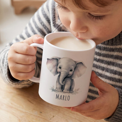 Bruchsichere Kindertasse leichte Kunststoff Tasse mit Henkel für Kindergarten, Elefant