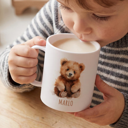Bruchsichere Kindertasse leichte Kunststoff Tasse mit Henkel für Kindergarten, Bär
