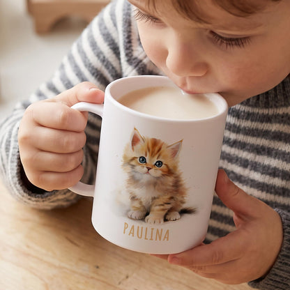 Bruchsichere Kindertasse leichte Kunststoff Tasse mit Henkel für Kindergarten, Katze