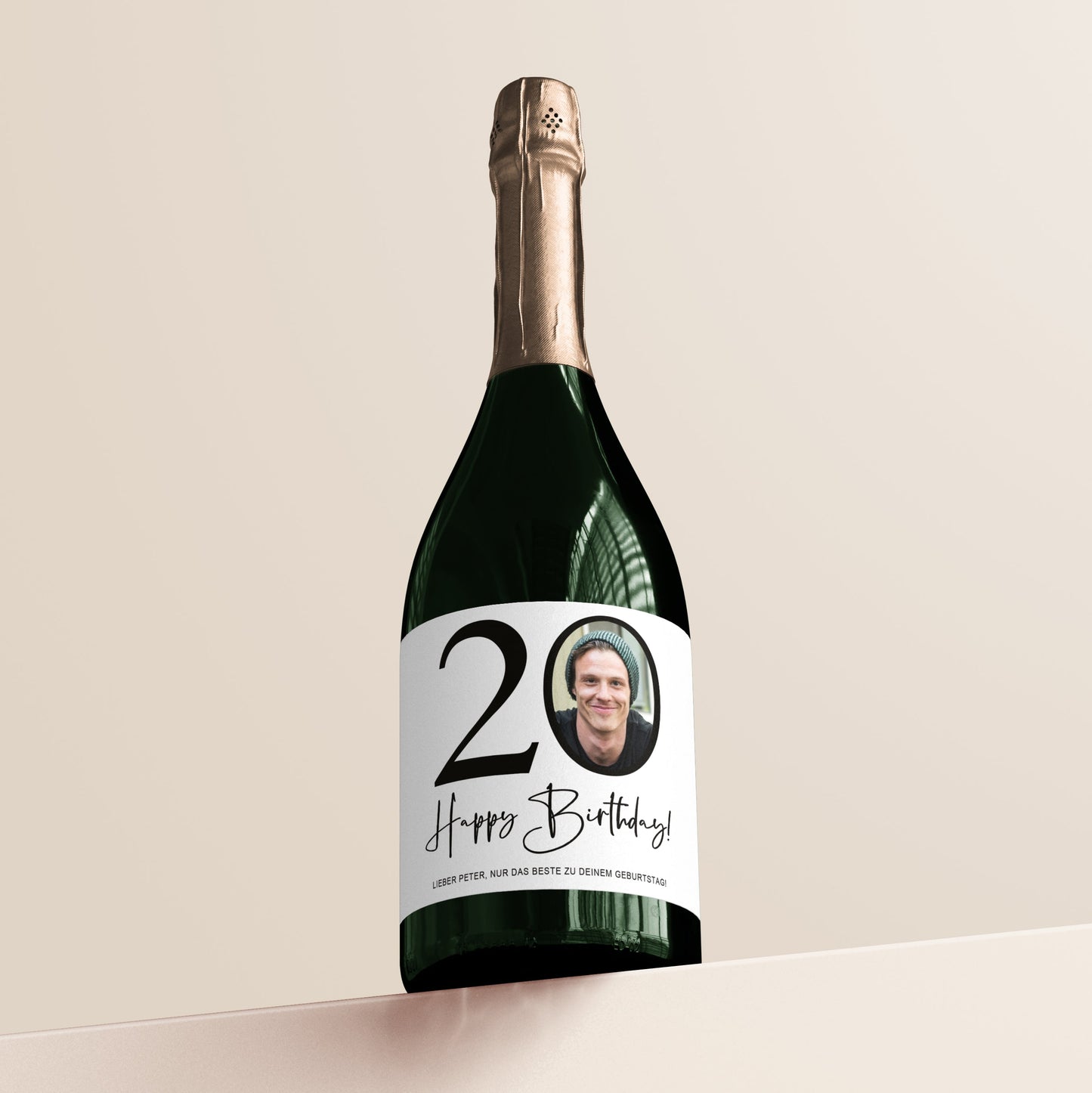 20. Geburtstag Sektetiketten Foto Sekt