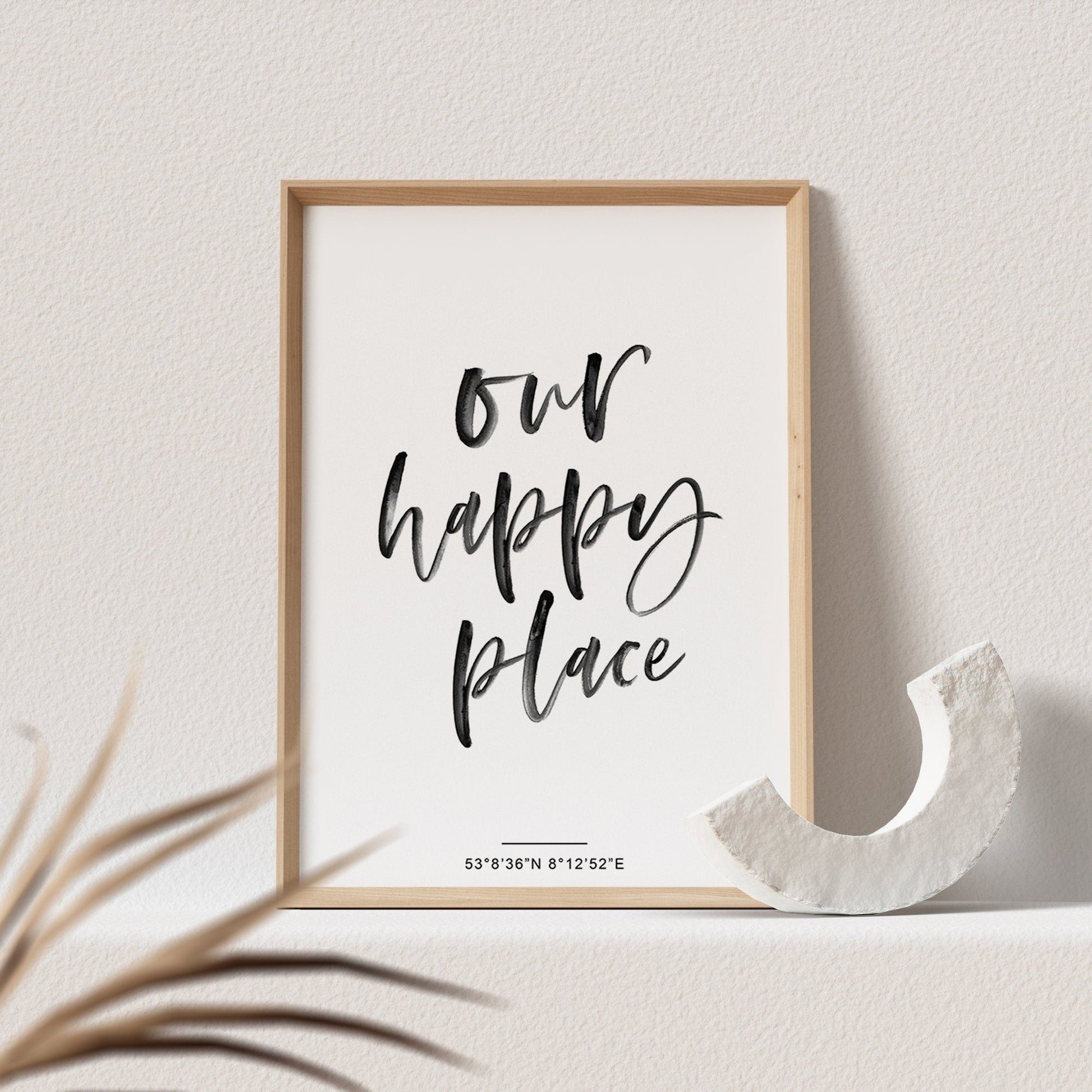 Our Happy Place Poster Koordinaten Stadt Ort Zu Hause Heimat Kalligraphie Personalisierbar