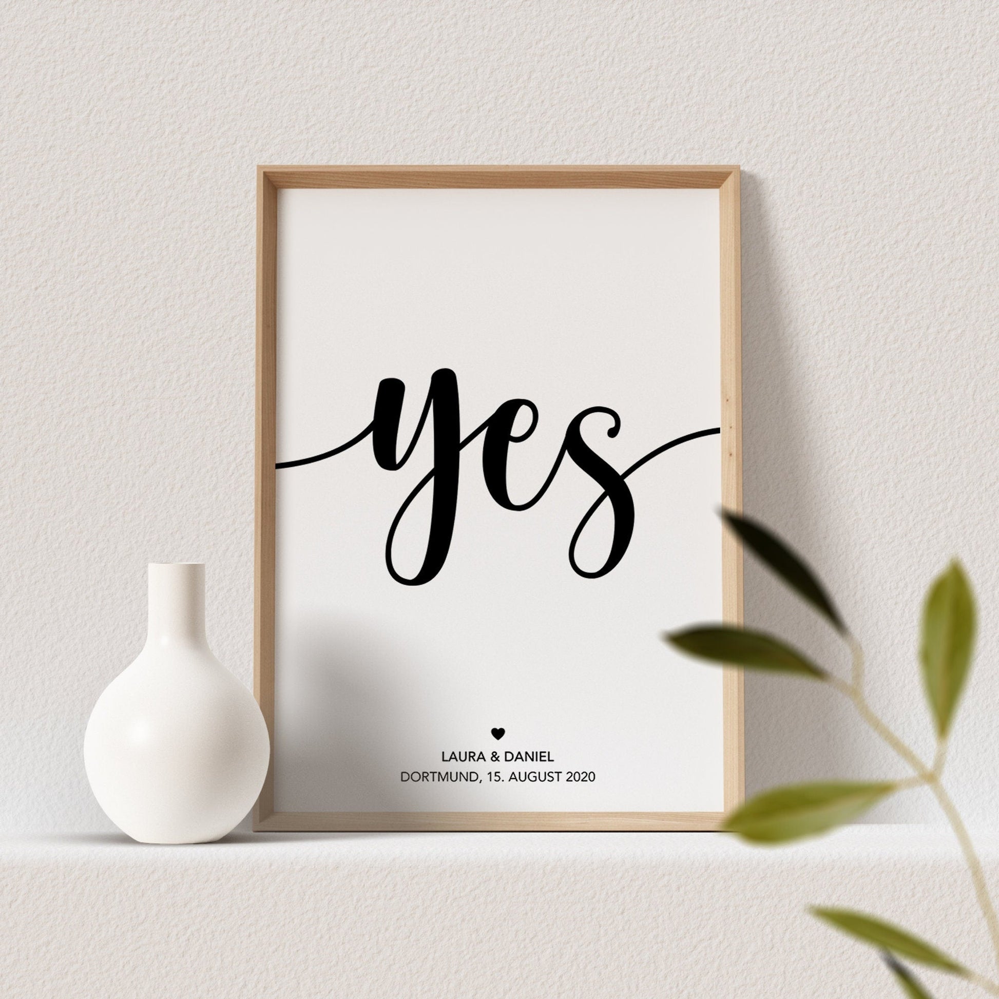 Yes Poster Hochzeitsposter Personalisiert Namen Hochzeitstag Hochzeitsgeschenk