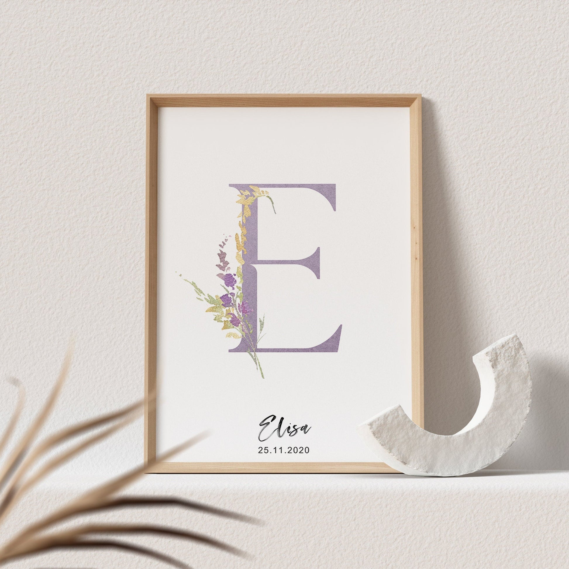 Geburtsposter Mädchen Buchstabe Blumen Kinderzimmer Poster Name Babyzimmer Namensgeschenk Bild Buchstabenposter