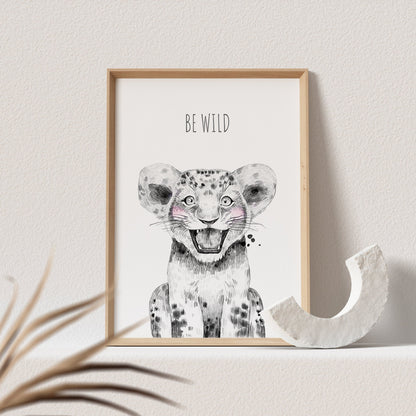 Kinderzimmer Poster Tiger Baby Tiere Safari Animals Babyzimmer Personalisierbarer Text
