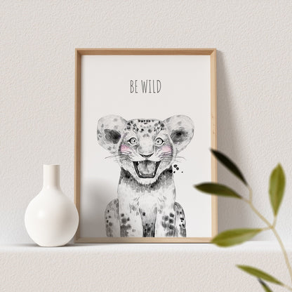 Kinderzimmer Poster Tiger Baby Tiere Safari Animals Babyzimmer Personalisierbarer Text