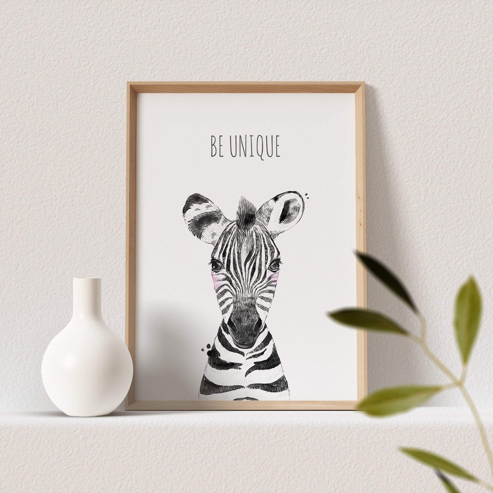Kinderzimmer Poster Zebra Baby Tiere Safari Animals Babyzimmer Personalisierbarer Text