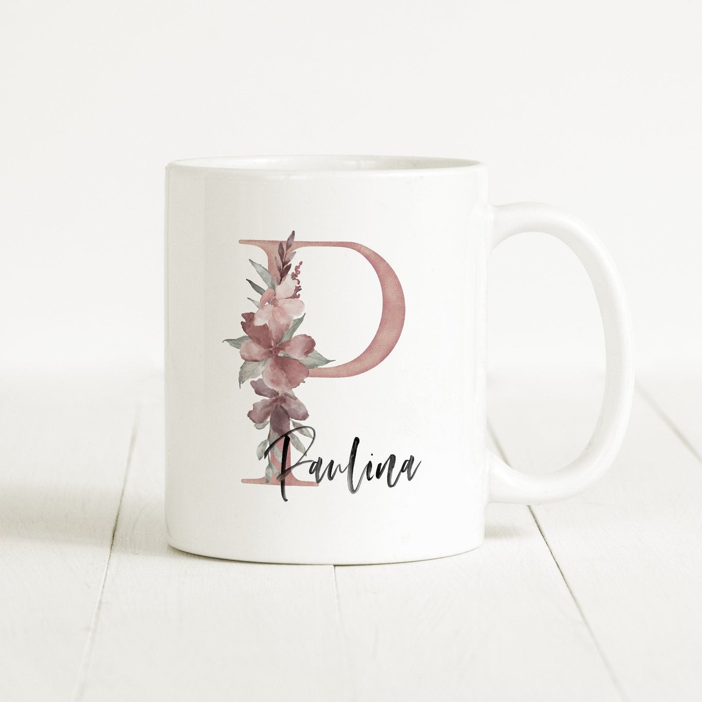 Tasse Personalisiert Buchstabe Blumen Name Namensgeschenk