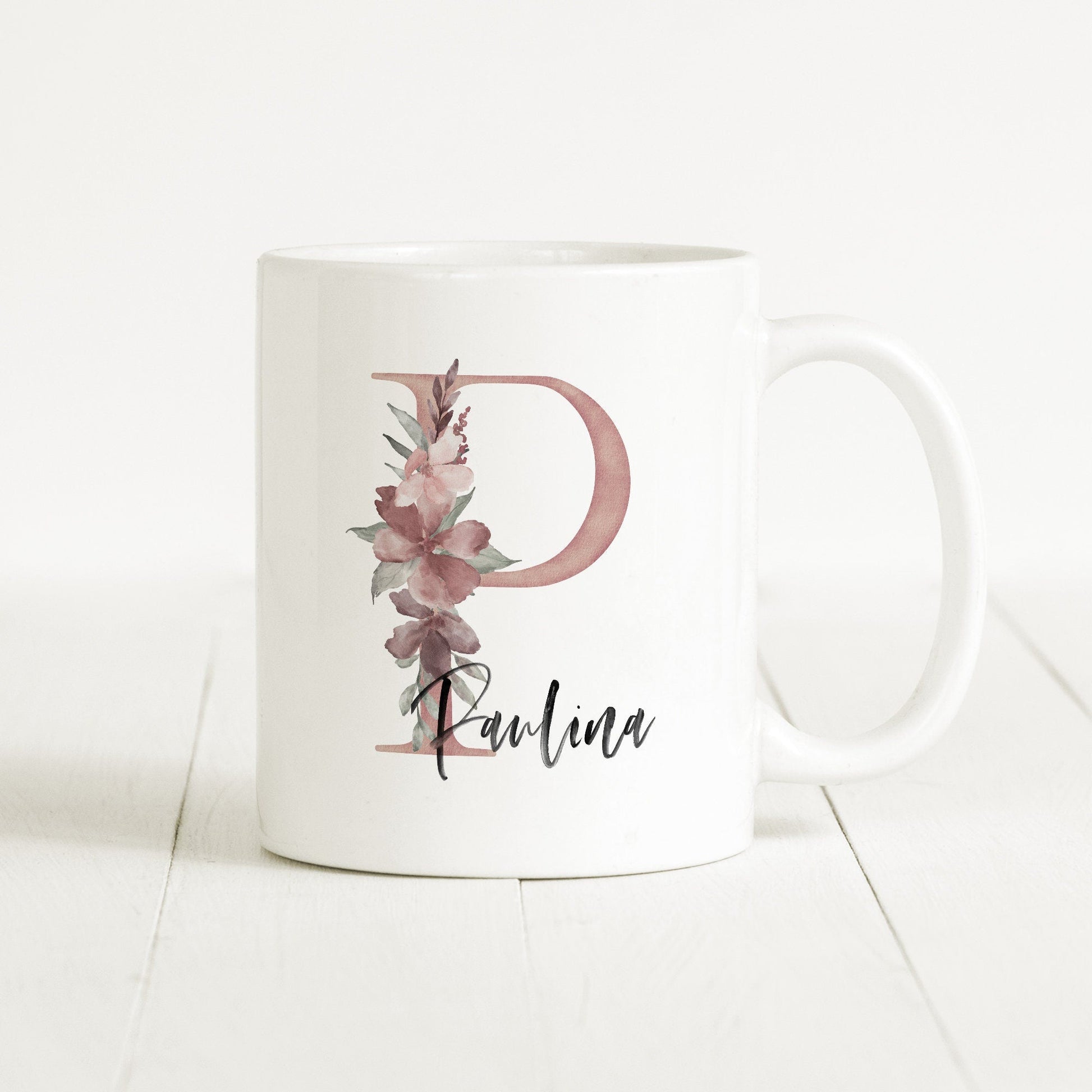 Tasse Personalisiert Buchstabe Blumen Name Namensgeschenk