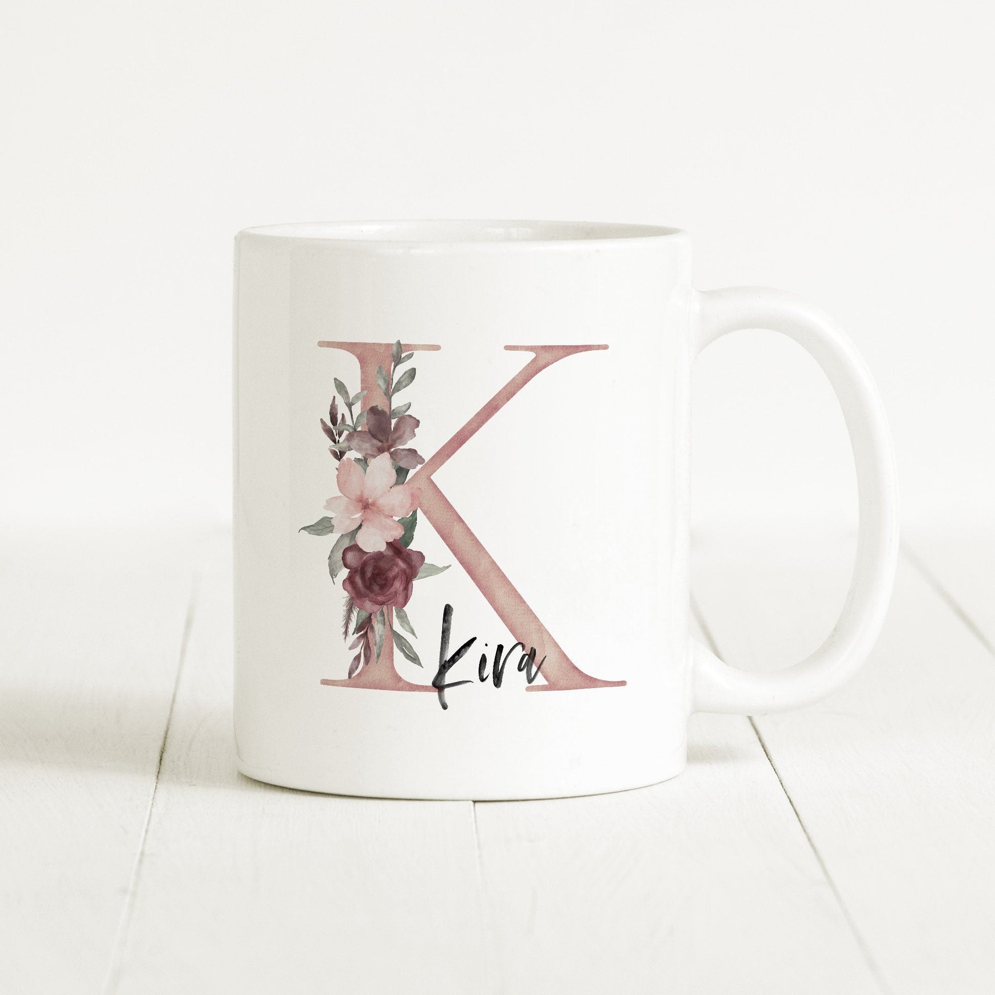 Tasse Personalisiert Buchstabe Blumen Name Namensgeschenk
