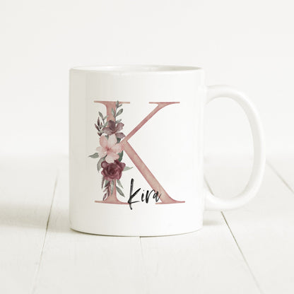 Tasse Personalisiert Buchstabe Blumen Name Namensgeschenk