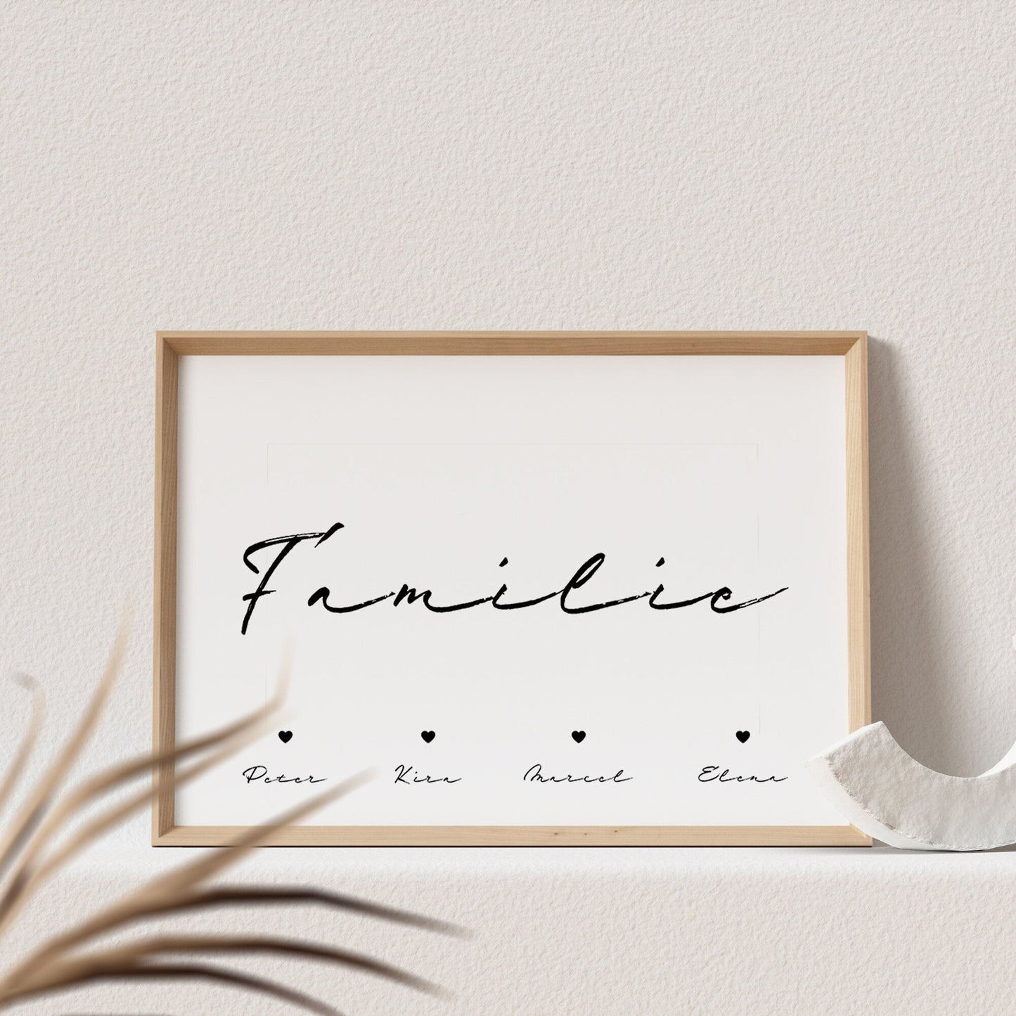 Familie Poster Personalisiert Familienposter Herzen Querformat