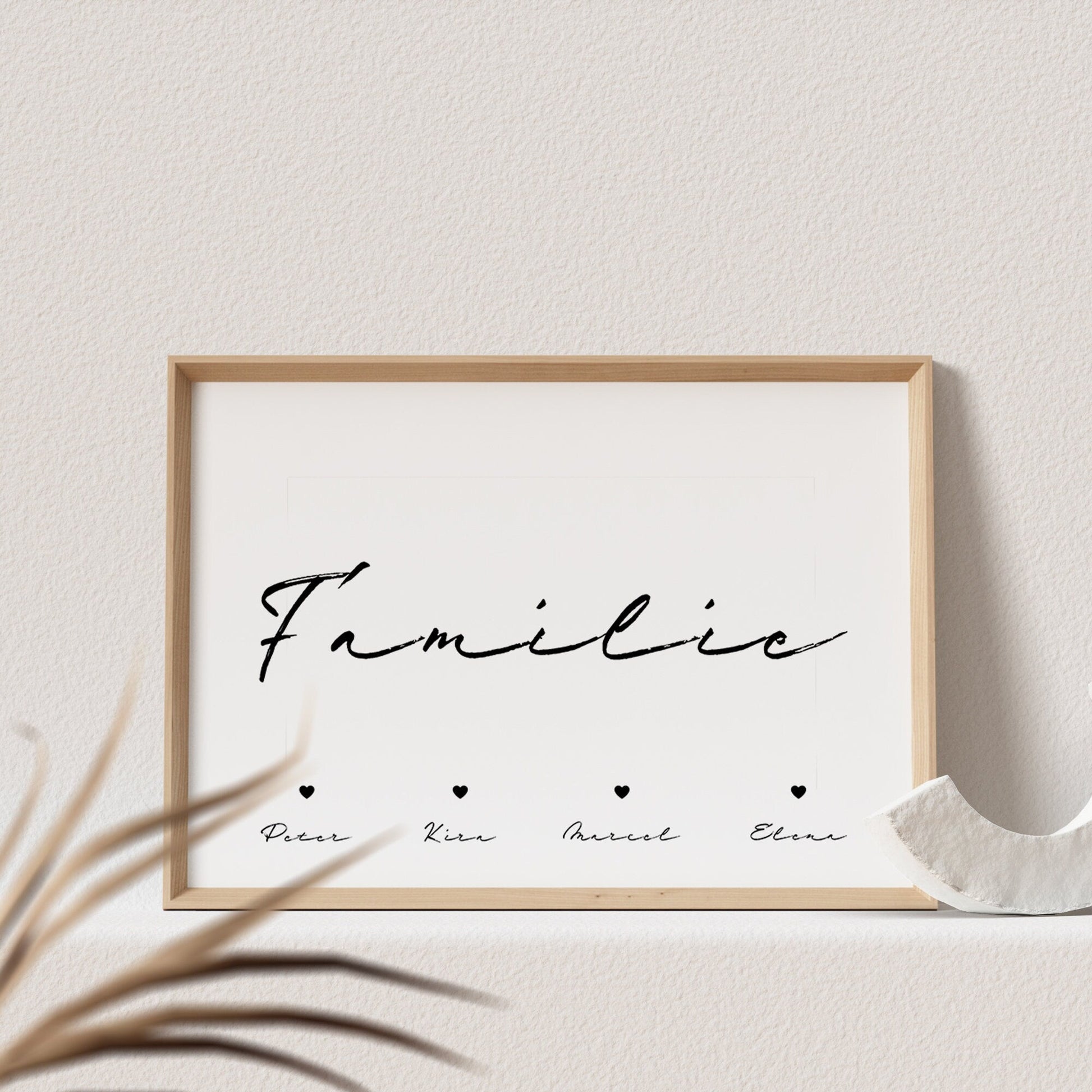 Familie Poster Personalisiert Familienposter Herzen Querformat
