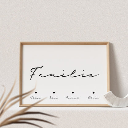 Familie Poster Personalisiert Familienposter Herzen Querformat