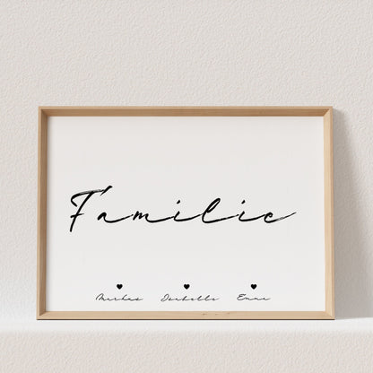 Familie Poster Personalisiert Familienposter Herzen Querformat